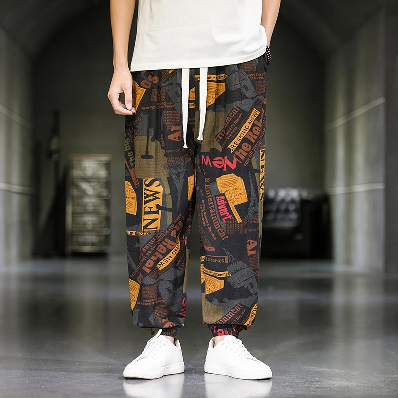 Mens Fashion Breathable Casual Wide Leg Pants