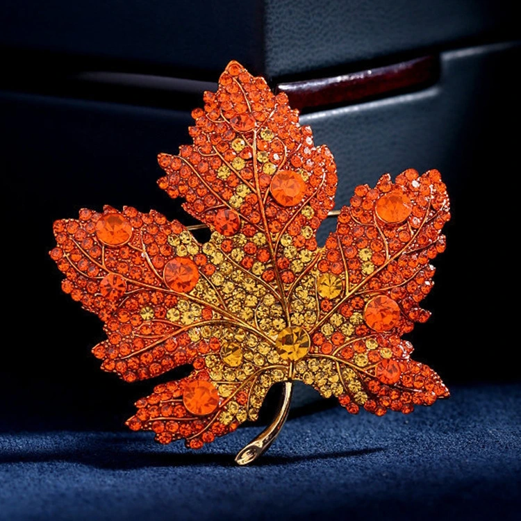 Fashionable And Elegant Blue Gradient Maple Leaf Brooch