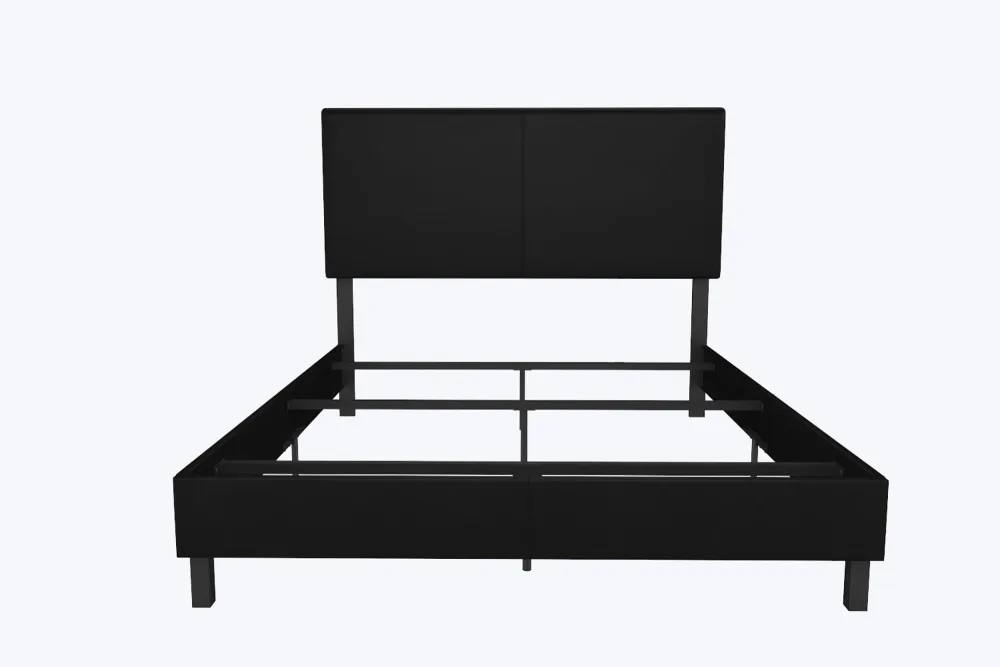 DHP Janford Upholstered Bed, Black Faux Leather, Full