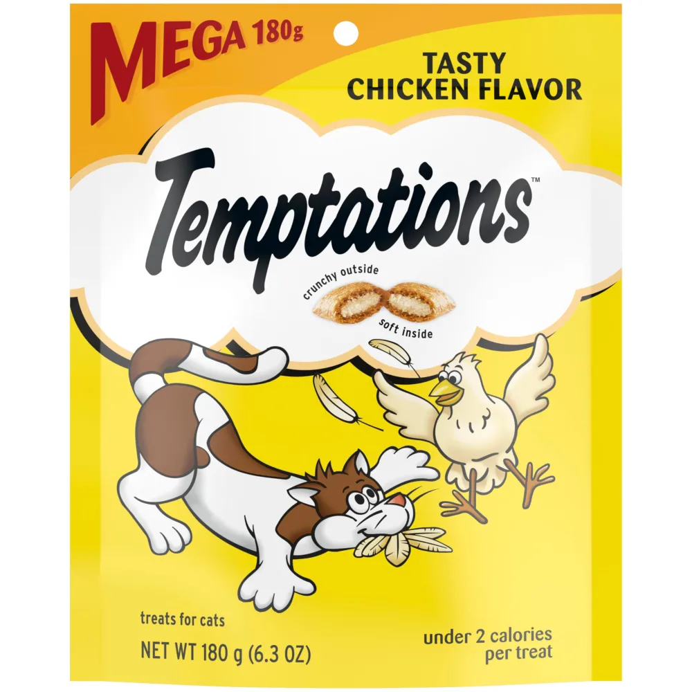 Temptations Classic Crunchy and Soft Cat Treats Tasty Chicken Flavor, 6.3 Oz, Pack of 10