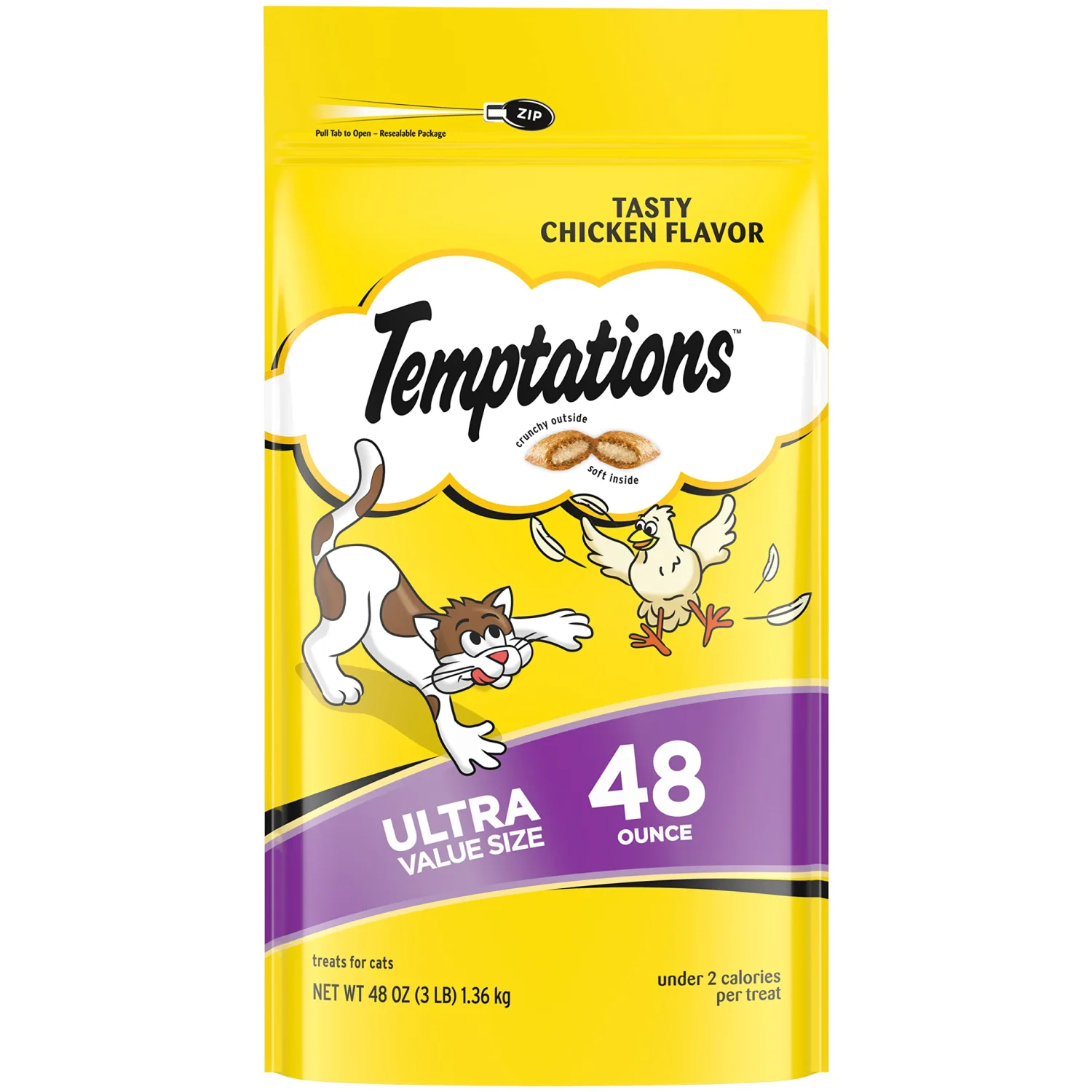 Temptations Classic Crunchy and Soft Cat Treats Tasty Chicken Flavor, 48 oz. Pouch