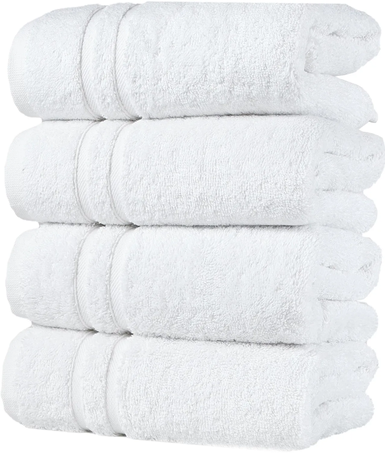 Hammam Linen White Hand Towels 4-Pack -16 x 29 Turkish Cotton Premium Quality Soft and Absorbent Small Towels for Bathroom