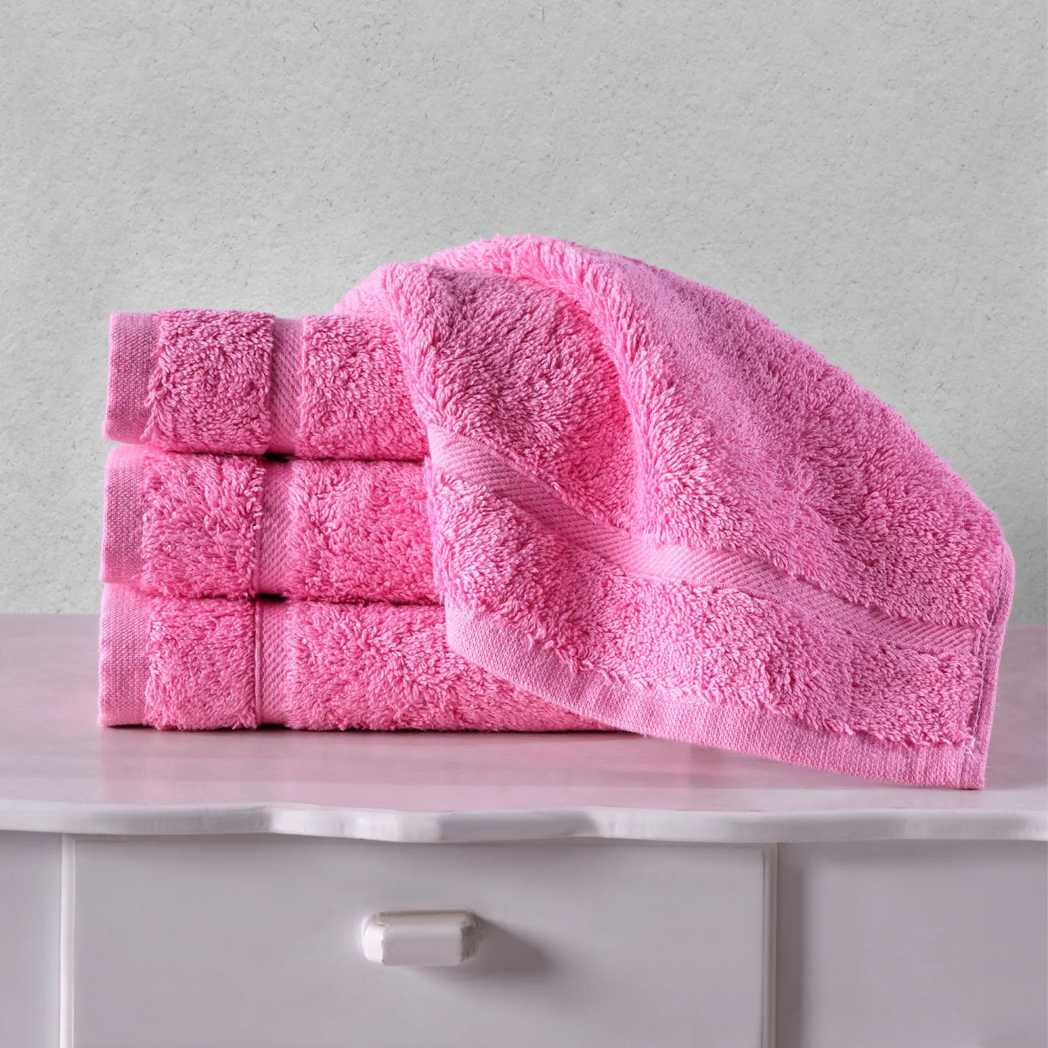 Hawmam Linen Washcloth Linen Set Premium Original Turkish Cotton, Hotel Quality for Maximum Softness & Absorbency for Face, Hand, Kitchen & Cleaning (Pink, Washcloth Set)