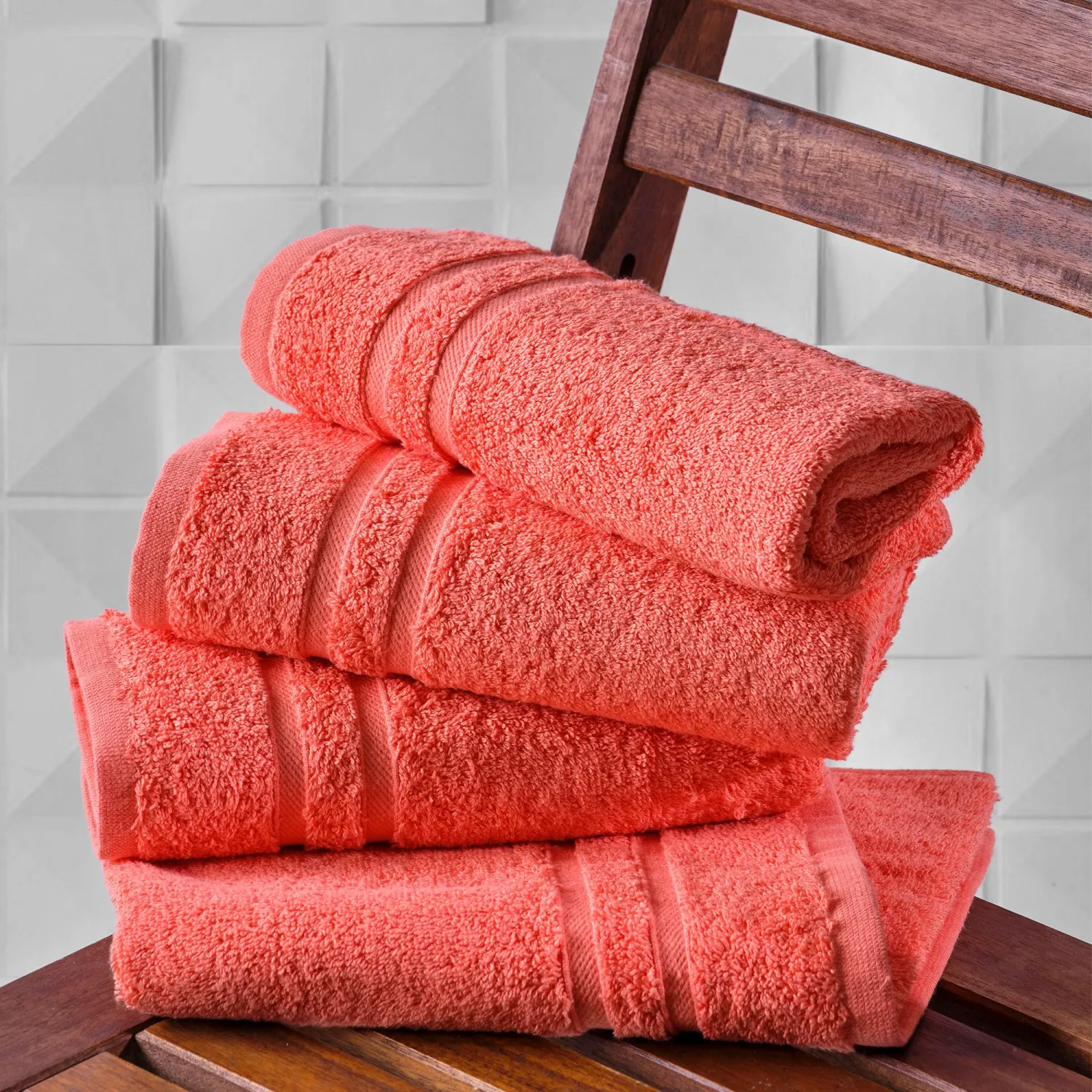 Hammam Linen Coral Orange Hand Towels 4-Pack - 16 x 29 Turkish Cotton Premium Quality Soft and Absorbent Small Towels for Bathroom