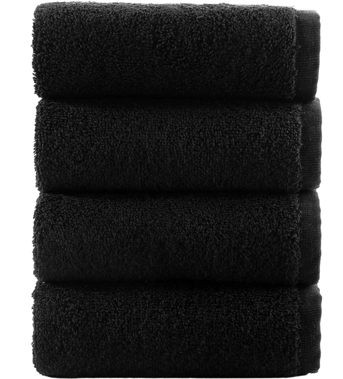 Hammam Linen Washcloth Set Premium Original Turkish Cotton, Hotel Quality for Maximum Softness & Absorbency for Face, Hand, Kitchen & Cleaning (Black, 13 in X 13 in Towel )