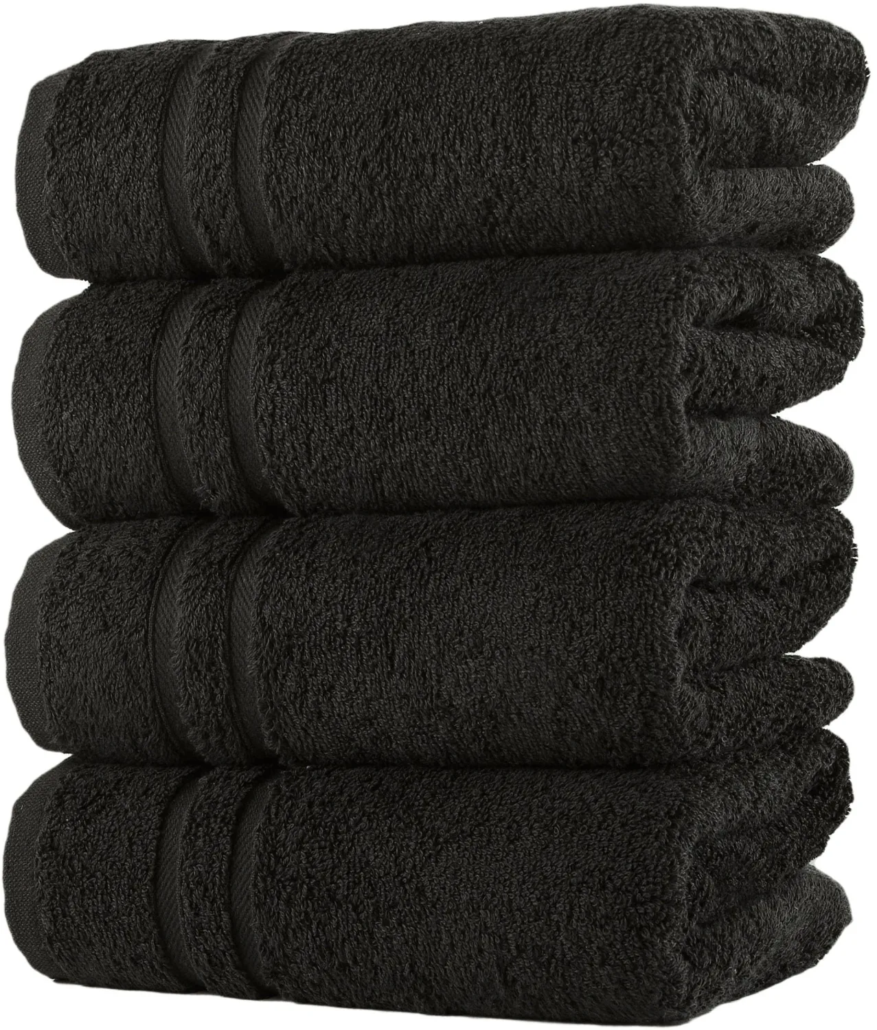 Hammam Linen Black Hand Towels 4-Pack - 16 x 29 Turkish Cotton Premium Quality Soft and Absorbent Small Towels for Bathroom