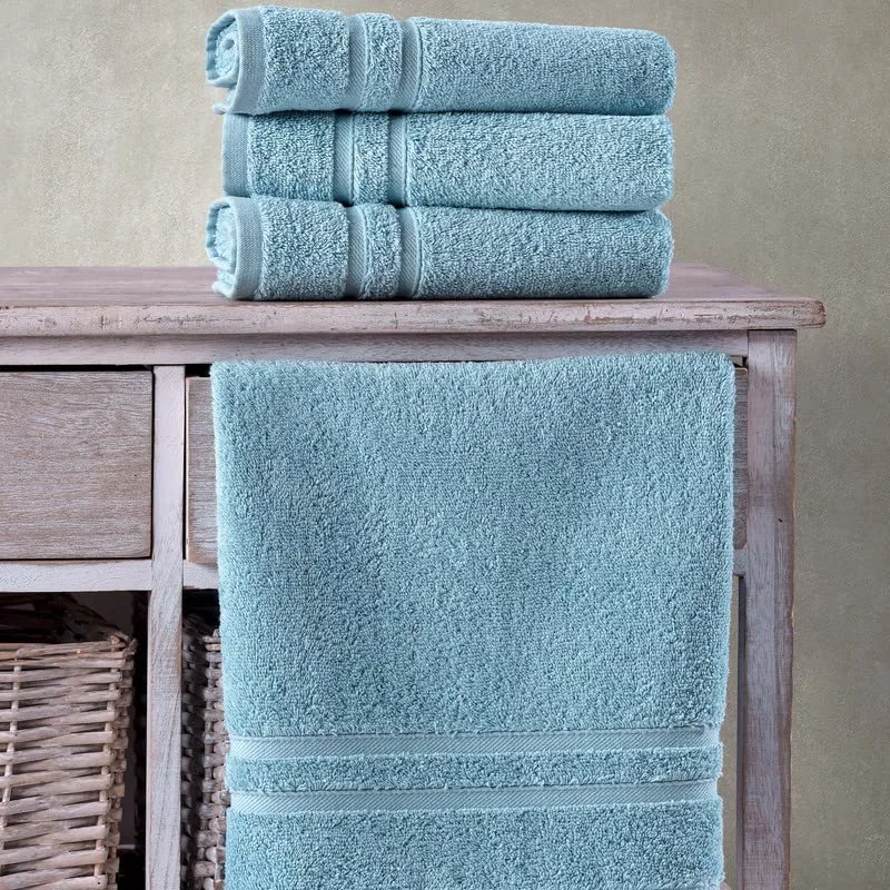 Hammam Linen Light Blue Hand Towels 4-Pack - 16 x 29 Turkish Cotton Premium Quality Soft and Absorbent Small Towels for Bathroom