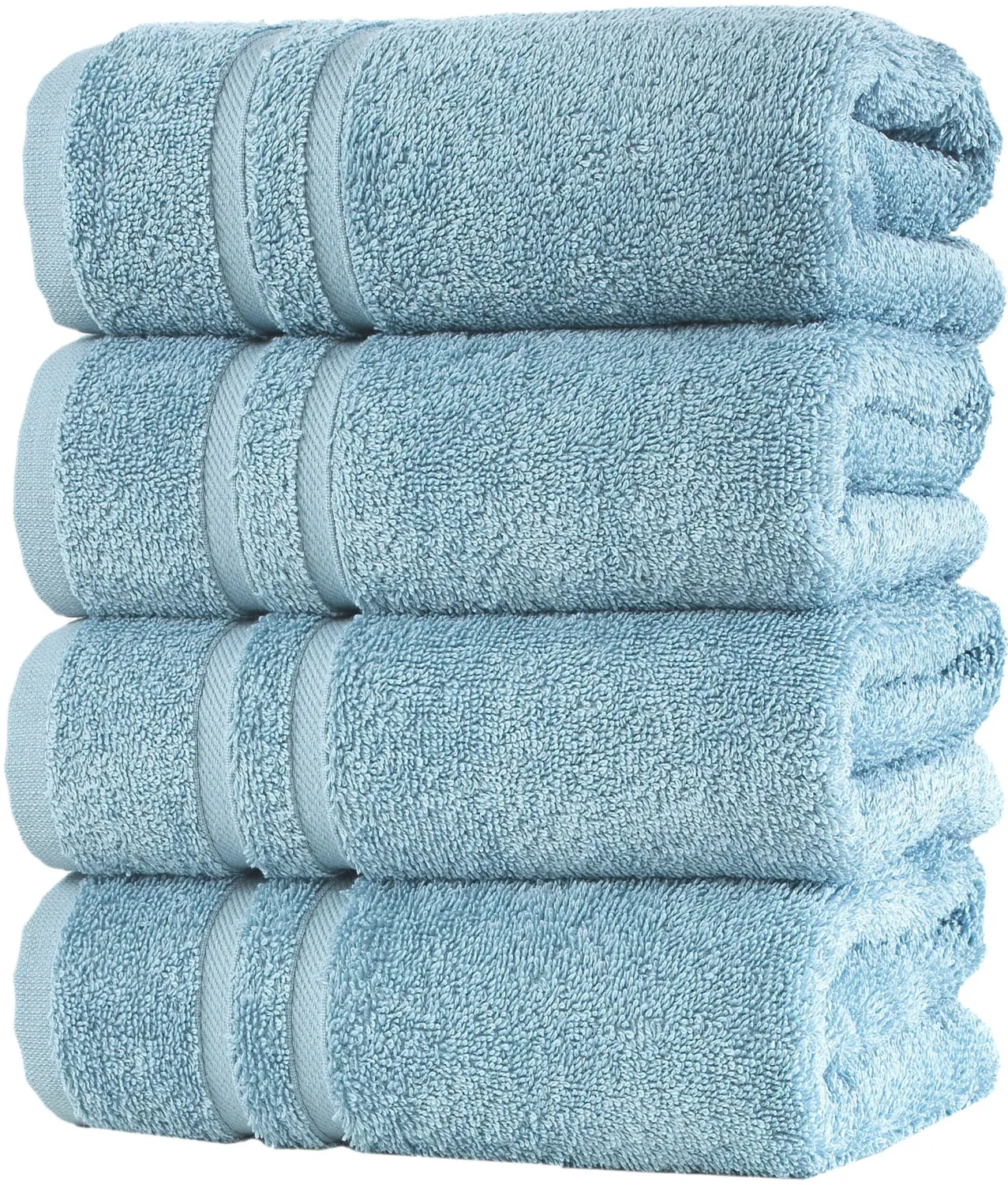 Hammam Linen Light Blue Hand Towels 4-Pack - 16 x 29 Turkish Cotton Premium Quality Soft and Absorbent Small Towels for Bathroom