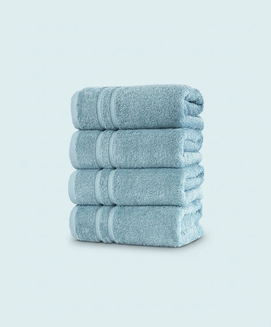 Hammam Linen Light Blue Hand Towels 4-Pack - 16 x 29 Turkish Cotton Premium Quality Soft and Absorbent Small Towels for Bathroom