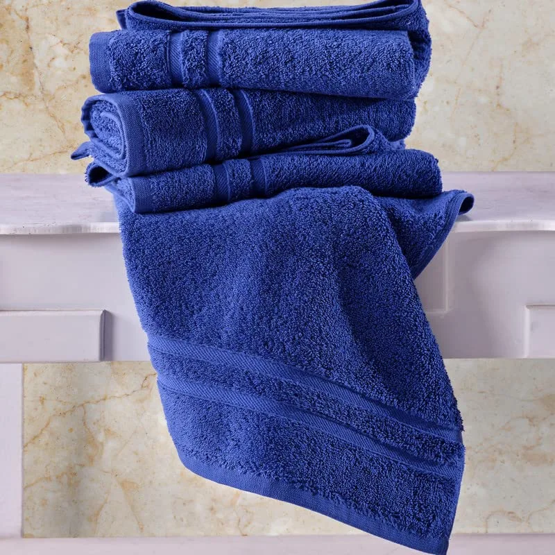 Hammam Linen Royal Navy Blue Hand Towels 4-Pack - 16 x 29 Turkish Cotton Premium Quality Soft and Absorbent Small Towels for Bathroom