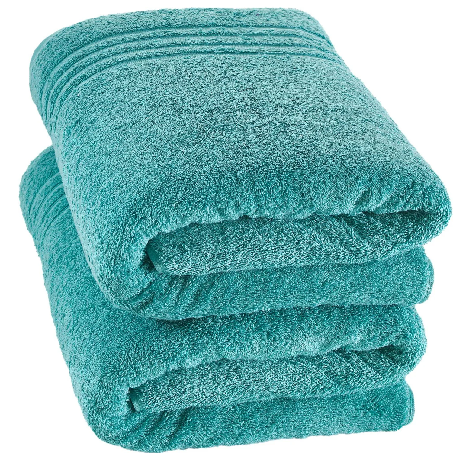 Hammam Linen Jumbo Large Bath Sheets Towels 2-Pack 35 x 70 Inches Soft and Absorbent, Premium Quality 100% Cotton Towels (Teal Turquoise, Bath Sheet)