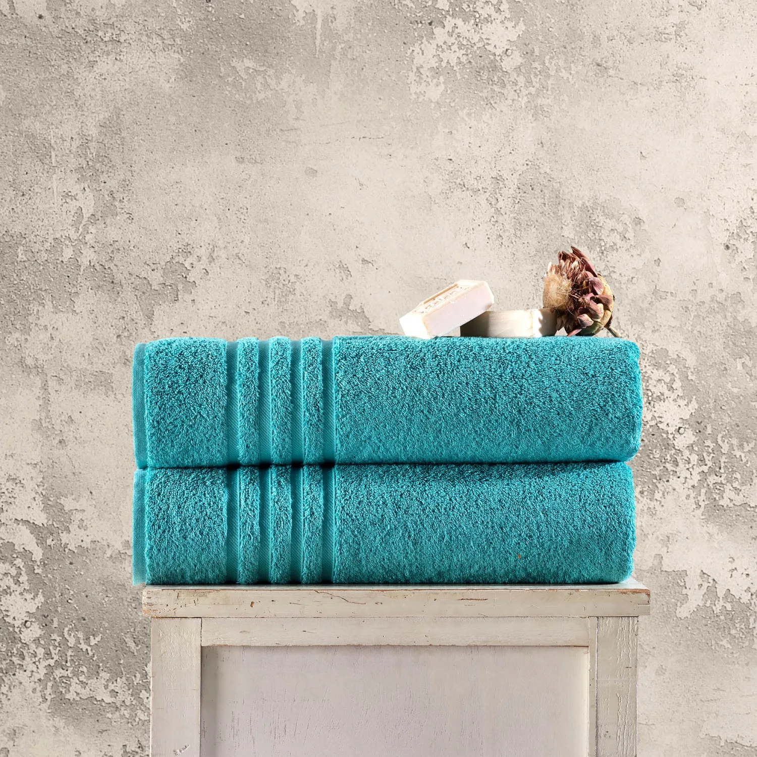 Hammam Linen Jumbo Large Bath Sheets Towels 2-Pack 35 x 70 Inches Soft and Absorbent, Premium Quality 100% Cotton Towels (Teal Turquoise, Bath Sheet)