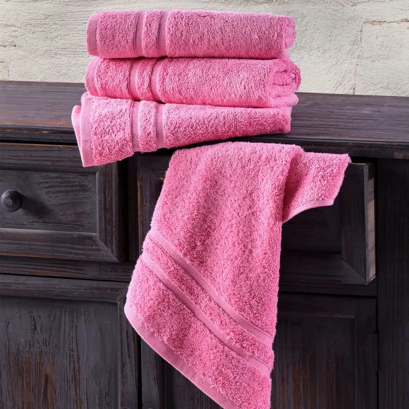 Hammam Linen Pink Hand Towels 4-Pack - 16 x 29 Turkish Cotton Premium Quality Soft and Absorbent Small Towels for Bathroom