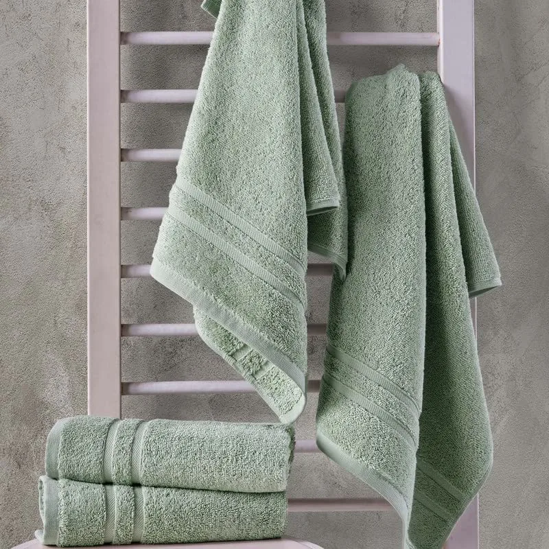 Hammam Linen Light Green Hand Towels 4-Pack - 16 X 30 Turkish Cotton Premium Quality Soft and Absorbent Small Towels for Bathroom