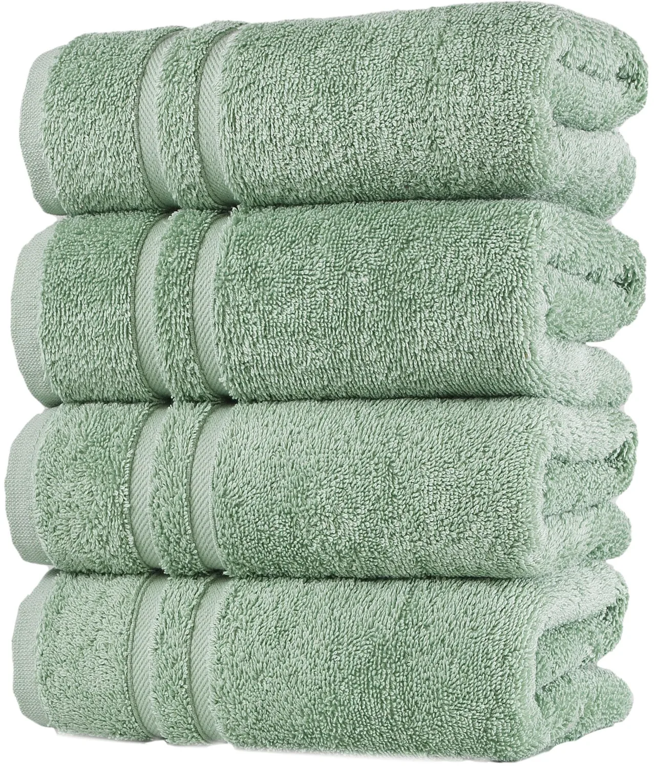 Hammam Linen Light Green Hand Towels 4-Pack - 16 X 30 Turkish Cotton Premium Quality Soft and Absorbent Small Towels for Bathroom