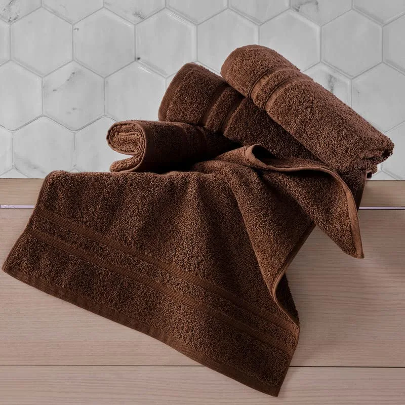 Hammam Linen Brown Hand Towels 4-Pack - 16 x 29 Turkish Cotton Premium Quality Soft and Absorbent Small Towels for Bathroom