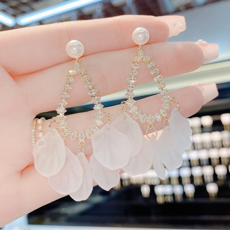 Zircon Water Droplet Earrings Female Acrylic