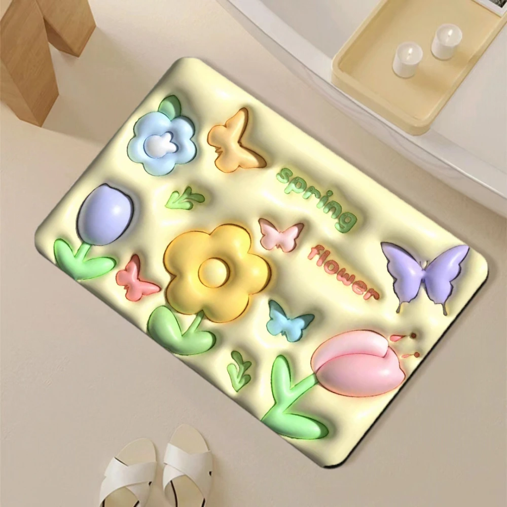 Inflatable 3D Small Flower Bathroom Mat For Home Bathroom