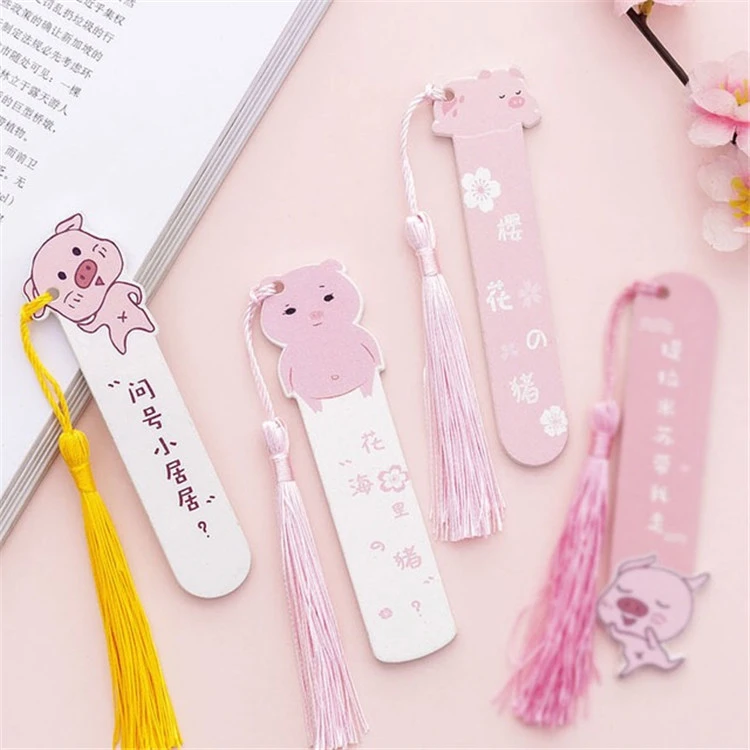 Creative Cartoon Tassel Pendant Wooden Bookmark