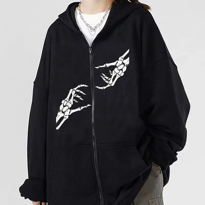 2023 New Dark Style Gothic Zipper Hooded Sweatshirt Y2k