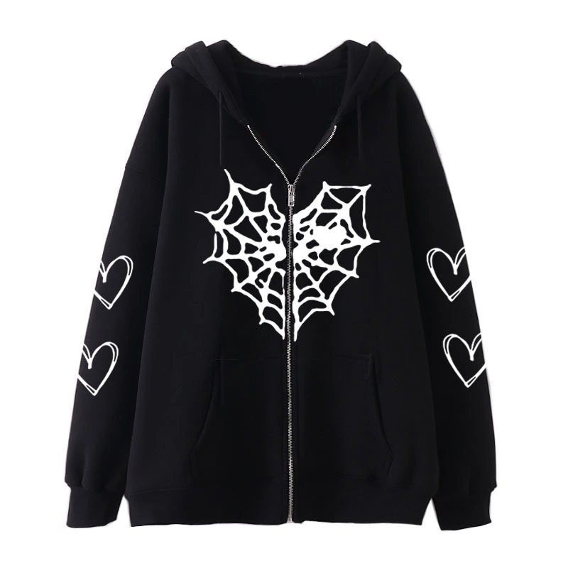 2023 New Dark Style Gothic Zipper Hooded Sweatshirt Y2k