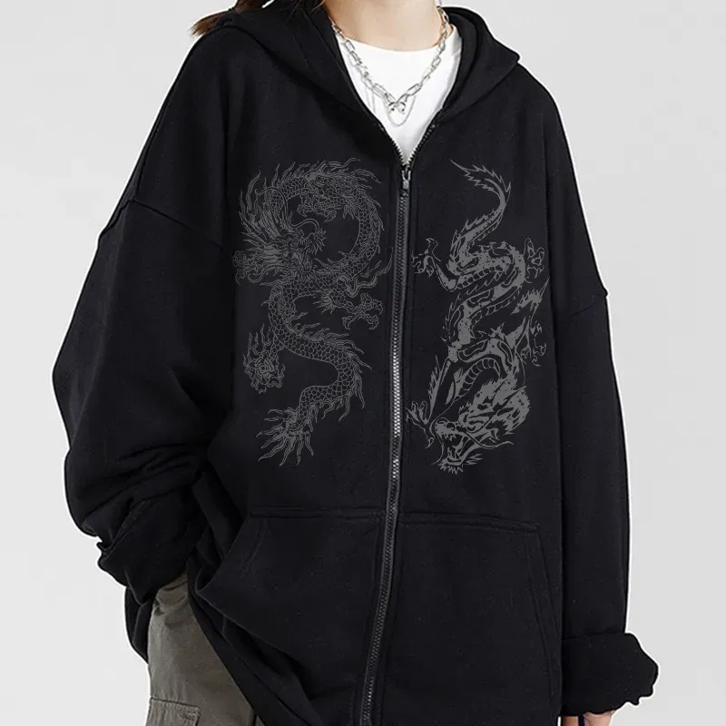 2023 New Dark Style Gothic Zipper Hooded Sweatshirt Y2k