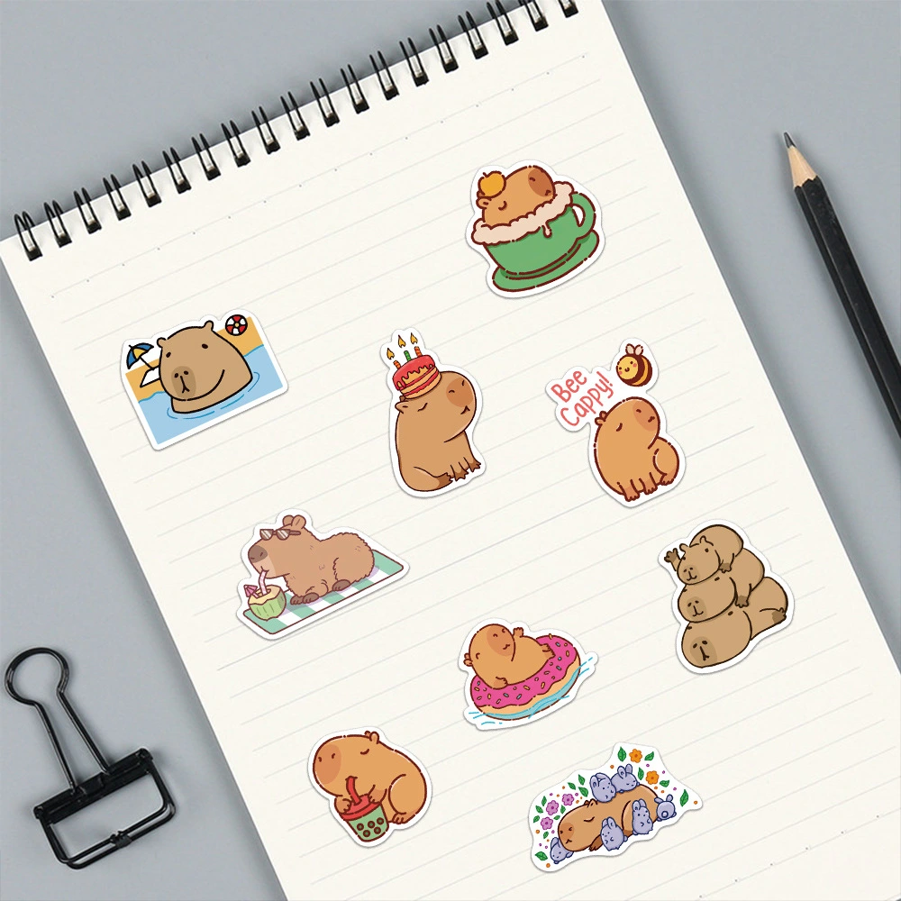 50 Pieces Of Cartoon Capybara Graffiti Stickers For Decoration