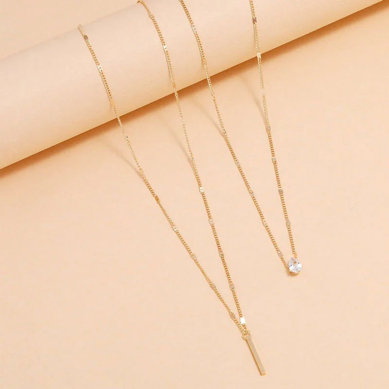 Fashion Strip Double Pendant Necklace