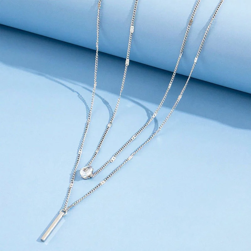 Fashion Strip Double Pendant Necklace