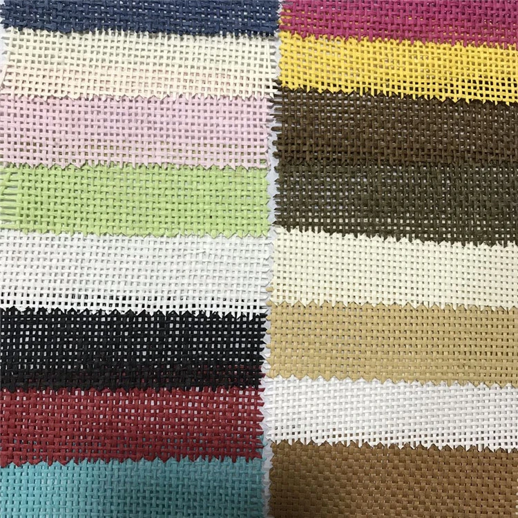 Eco-friendly Colorful Paper Woven Cross Plain Straw Mat Fabric