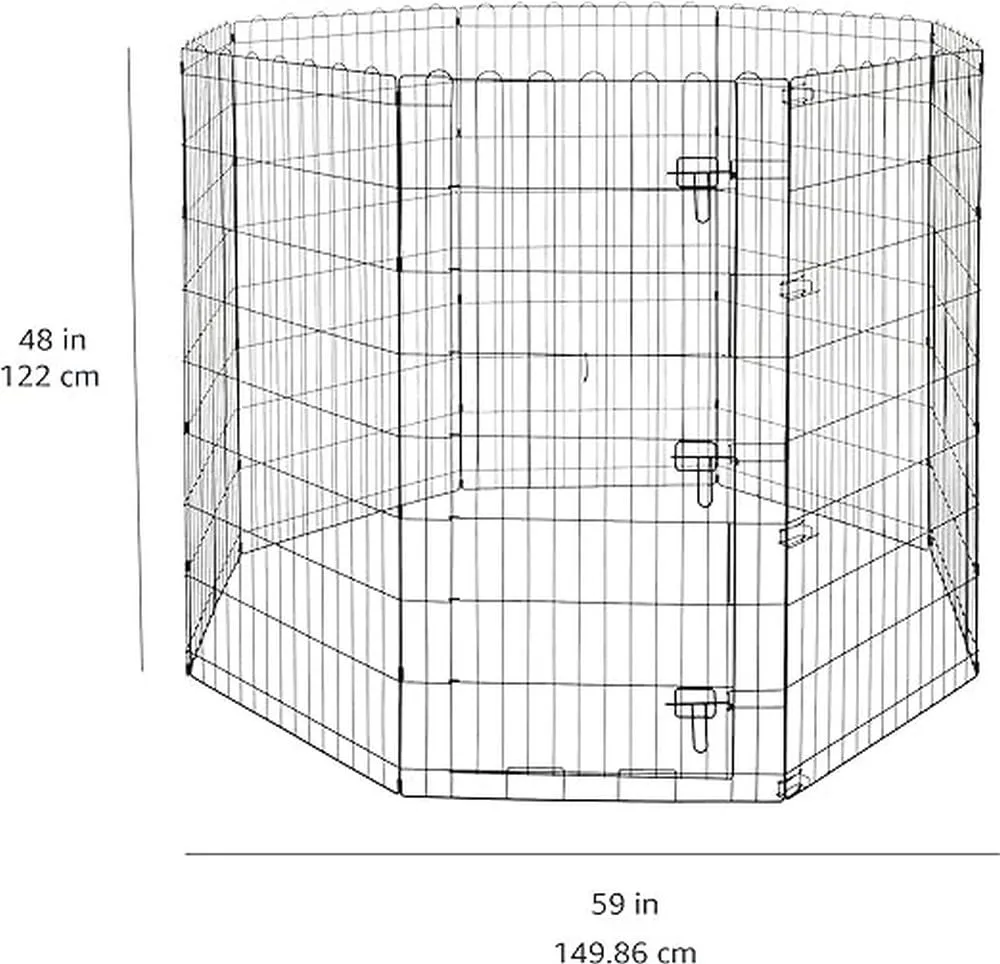 Amazon Basics Foldable Metal Exercise Pet Play Pen for Dogs, Fence Pen, Single Door, Black, 60 x 60 x 48 Inches