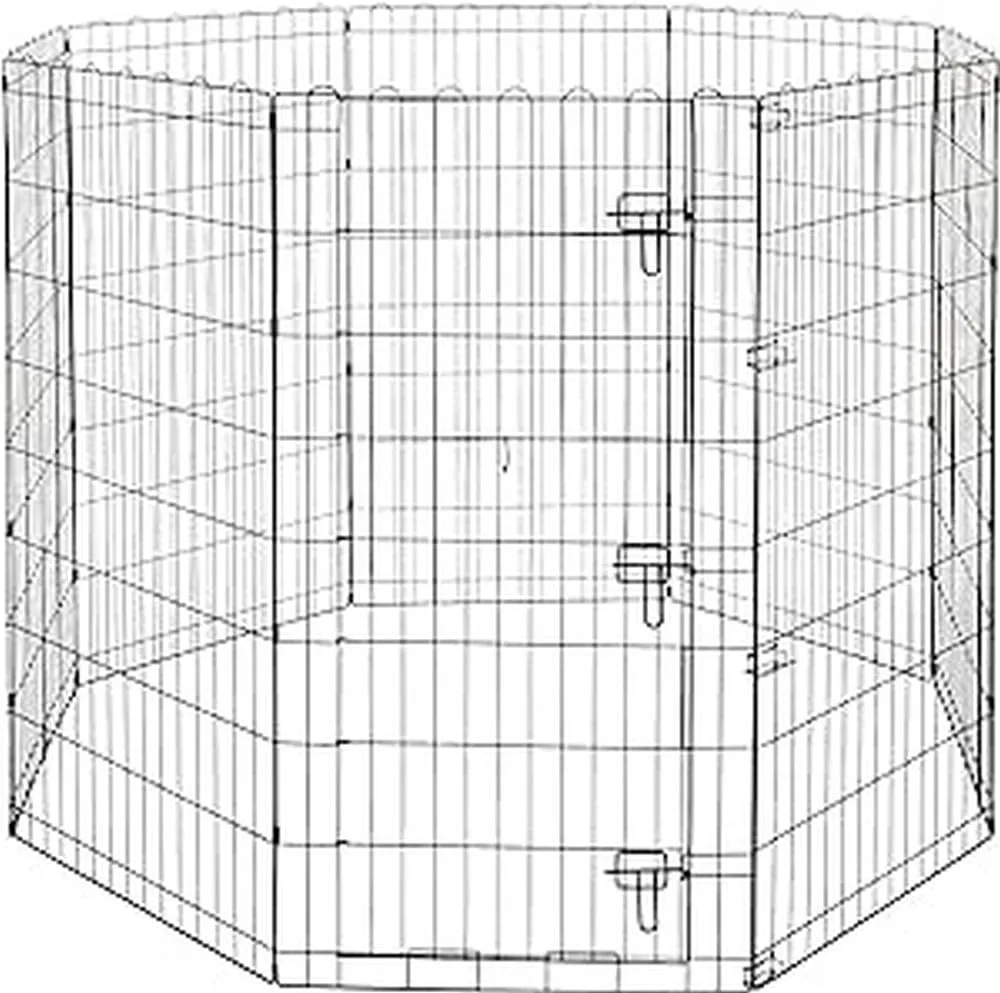 Amazon Basics Foldable Metal Exercise Pet Play Pen for Dogs, Fence Pen, Single Door, Black, 60 x 60 x 48 Inches