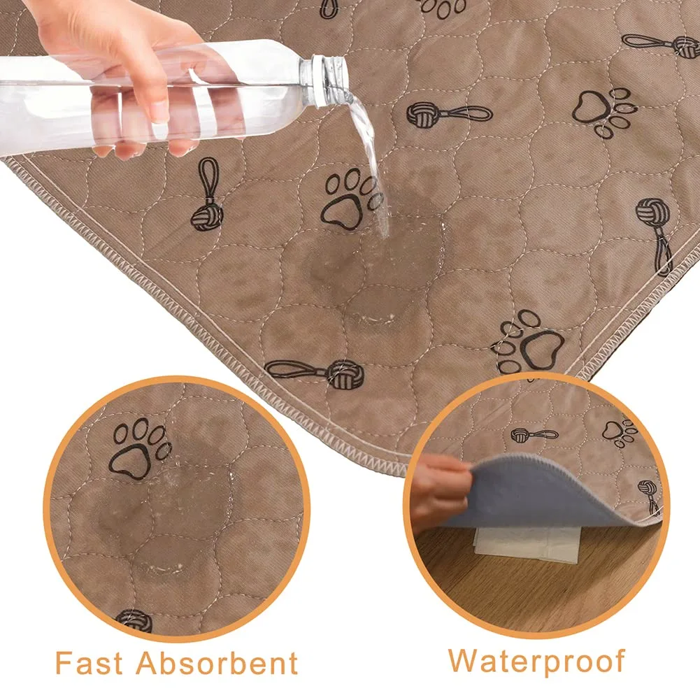 Peepeego 2Pack Pee Pads for Dogs Reusable+Free Dog Comb, Waterproof Rug 36”x48, Absorbent Puppy Pads Washable, Non Slip Protector for Bed Couch Carpet