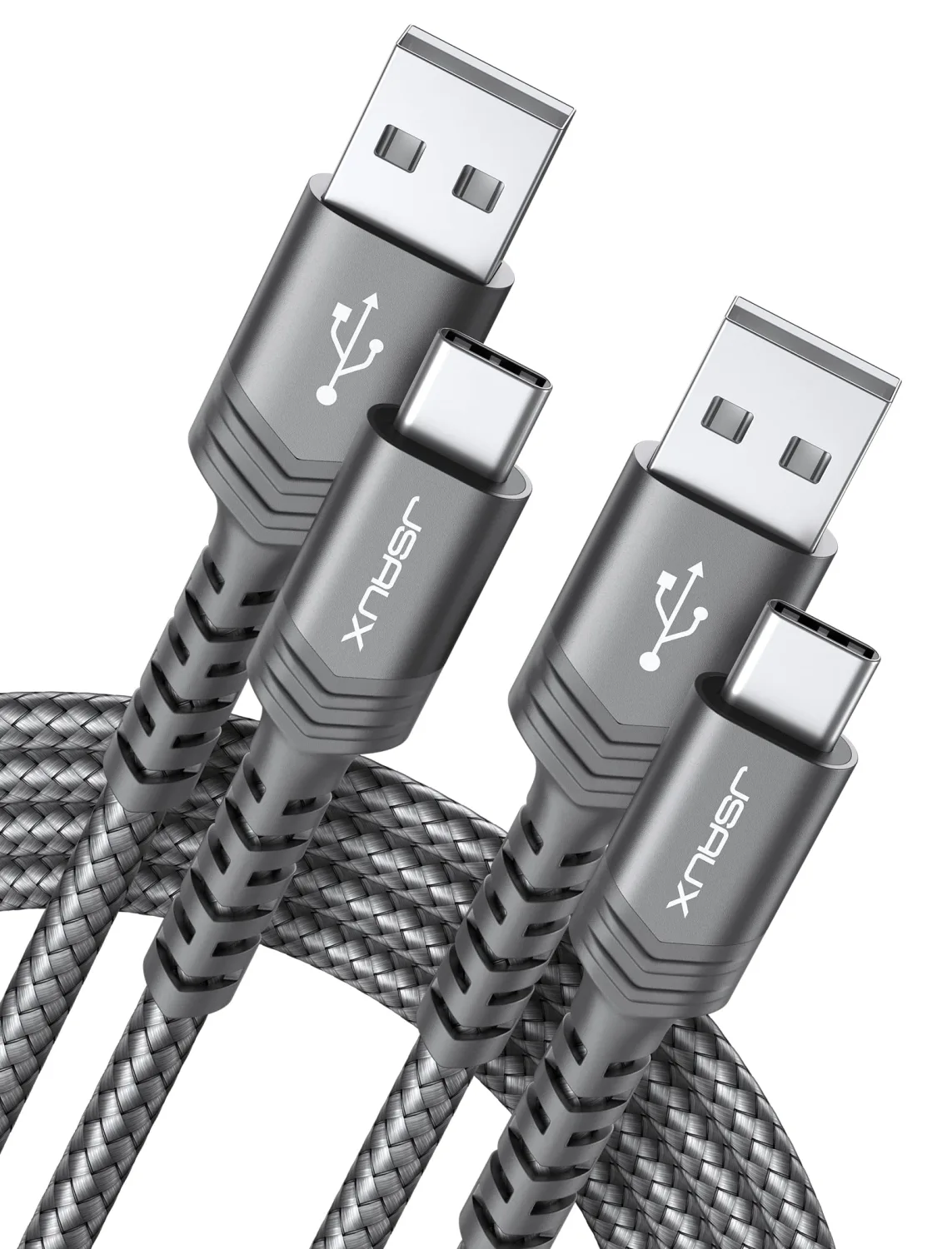 JSAUX USB-C to USB A Cable 3.1A Fast Charging [2-Pack 6.6ft], USB Type C Charger Cord Compatible with Samsung Galaxy S10 S9 S8 S20 Plus A51 A12 A11, Note 10 9 8, PS5 Controller -Grey