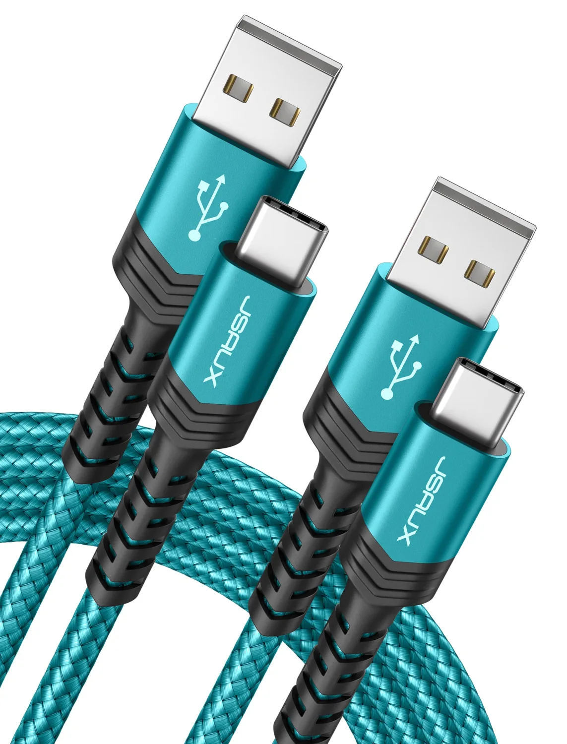 JSAUX USB-C to USB A Cable 3.1A Fast Charging [2-Pack 10ft], USB Type C Charger Cord Compatible with Samsung Galaxy S10 S9 S8 S20 Plus A51 A12 A11, Note 10 9 8, PS5 Controller USB C Charger-Green