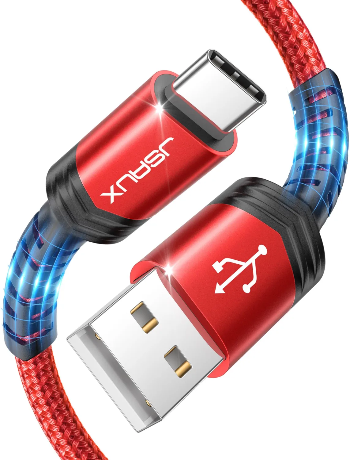 JSAUX USB-C to USB A Cable 3.1A Fast Charging [3-Pack 10ft], iPhone 15 USB Type C Charger Cord Compatible with iPhone 15/15 Plus15 Pro/15 Pro Max, Samsung Galaxy S20 S10 S9, Note 20 10, LG G8 G7-Red