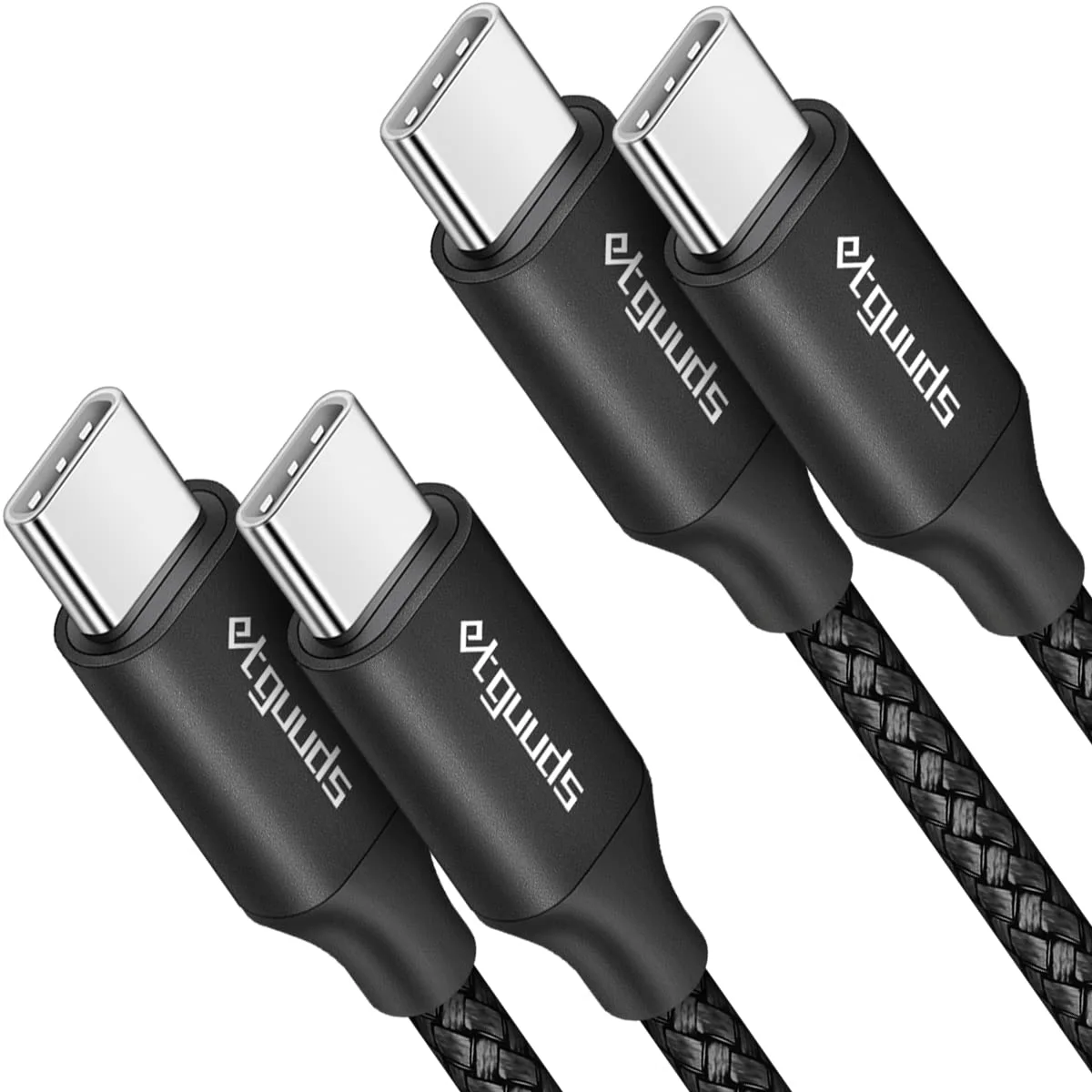 etguuds [6ft, 2-Pack USB C to USB C Cable 60W/3A, Fast Charging Type C to Type C Cable Braided for Samsung Galaxy S22 S21 S20 Ultra 5G Note 20, Z Fold 4, Flip 3, Pixel 7 6 Pro 5 4 3 XL, USB-C Laptop