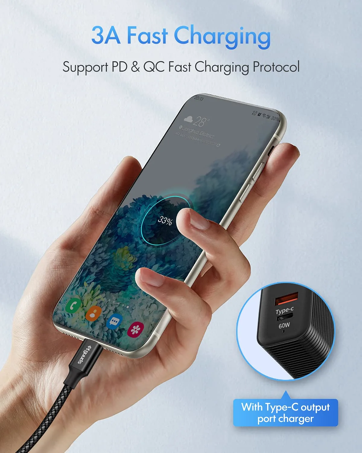etguuds [6ft, 2-Pack USB C to USB C Cable 60W/3A, Fast Charging Type C to Type C Cable Braided for Samsung Galaxy S22 S21 S20 Ultra 5G Note 20, Z Fold 4, Flip 3, Pixel 7 6 Pro 5 4 3 XL, USB-C Laptop