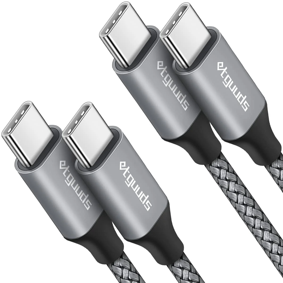 etguuds USB C to USB C Cable 4ft, 2-Pack, 60W USBC to USBC Cord, Type C to C Charger Cable Fast Charging for iPhone 15 Pro Max/Plus, for MacBook/iPad, for Samsung Galaxy S24 S23 S22 Tab Flip, Pixel