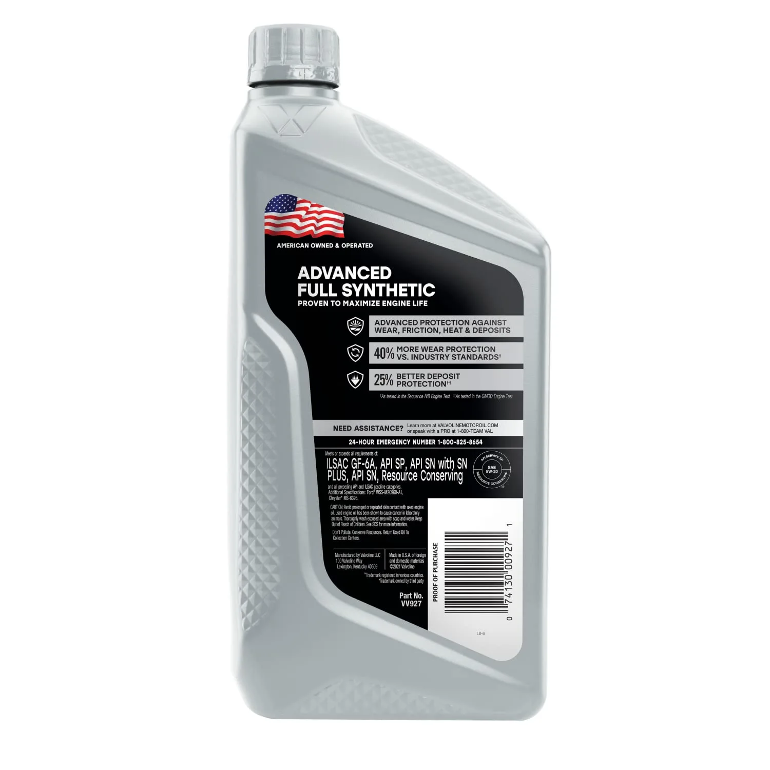 Valvoline Advanced Full Synthetic SAE 5W-20 Motor Oil 1 QT