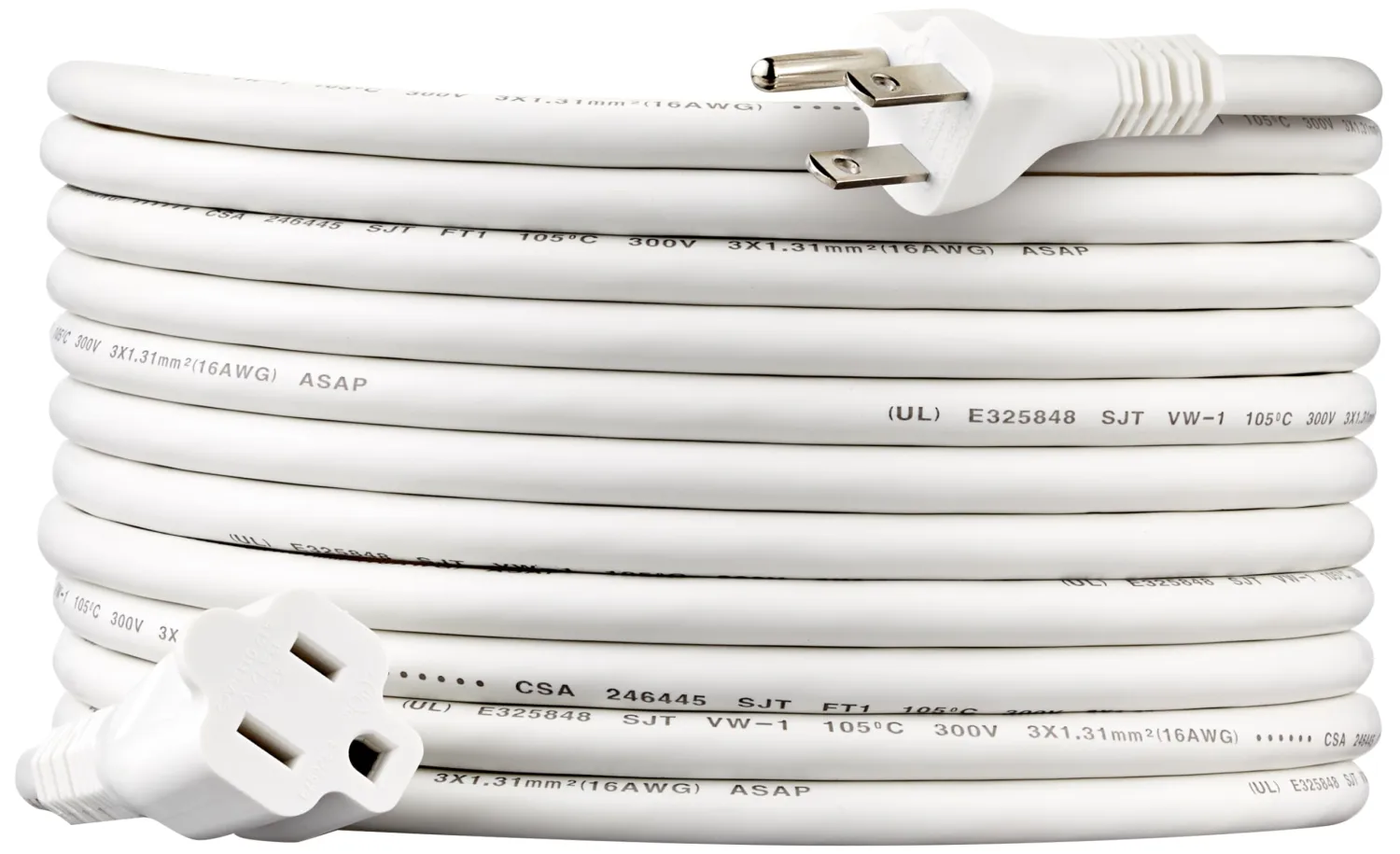 Amazon Basics Extension Cord, 20 Ft, 3 Prong Outlet Extender, Indoor Extension Cord, 13 Amps, 125V, White