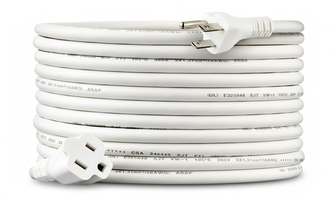 Amazon Basics Extension Cord, 20 Ft, 3 Prong Outlet Extender, Indoor Extension Cord, 13 Amps, 125V, White