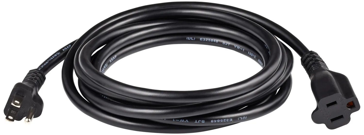 Amazon Basics Extension Cord, 10 Ft, 3 Prong Outlet Extender, Indoor Extension Cord, 13 Amps, 125V, Black