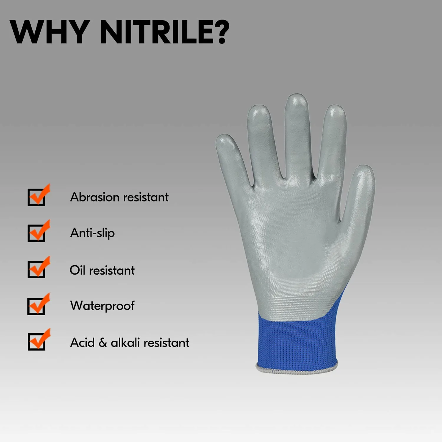 Vgo... 1-Pair Safety Work Gloves, Gardening Gloves, Non-slip Nitrile coating, Dipping Gloves (Size M, Black, NT2110)