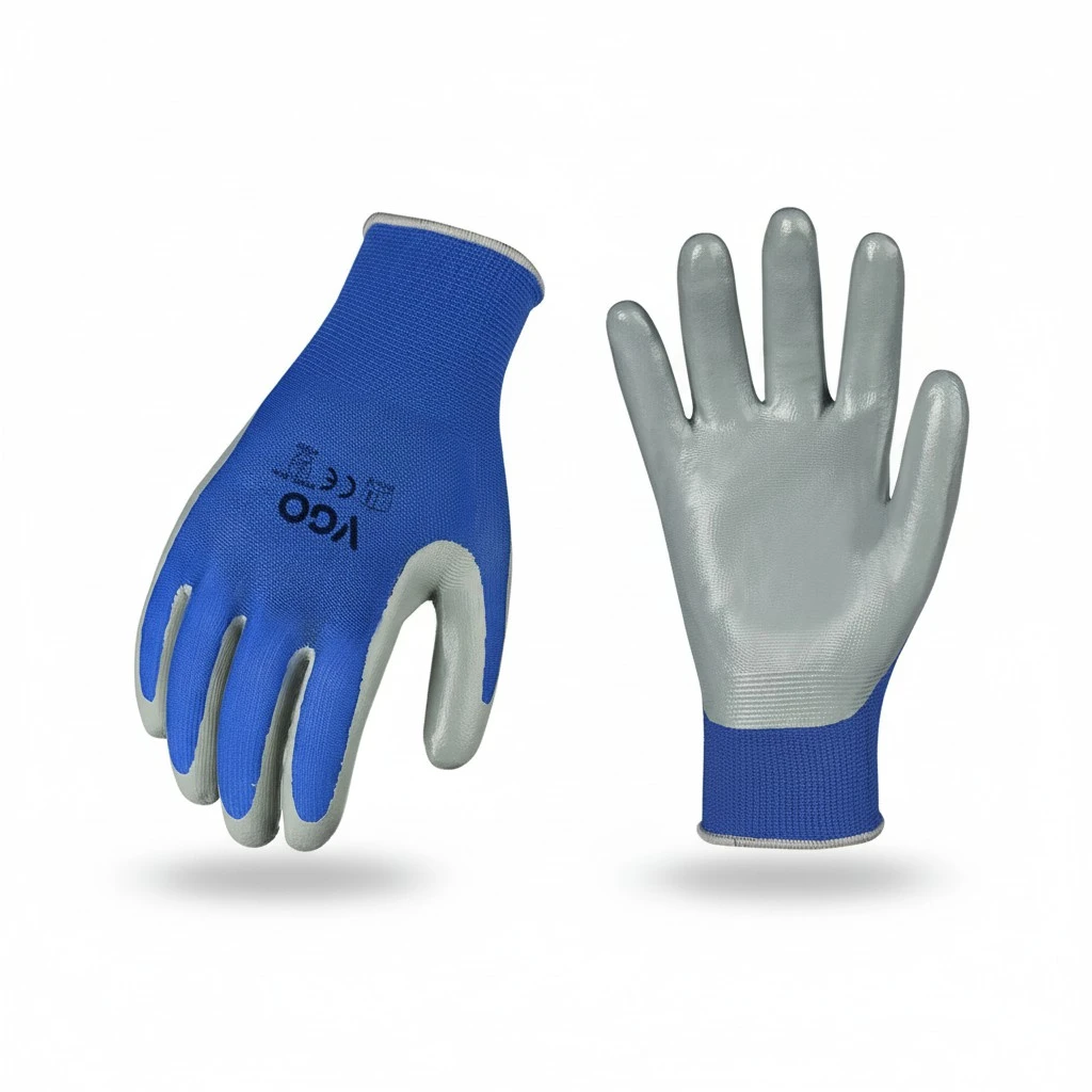 Vgo... 1-Pair Safety Work Gloves, Gardening Gloves, Non-slip Nitrile coating, Dipping Gloves (Size M, Black, NT2110)