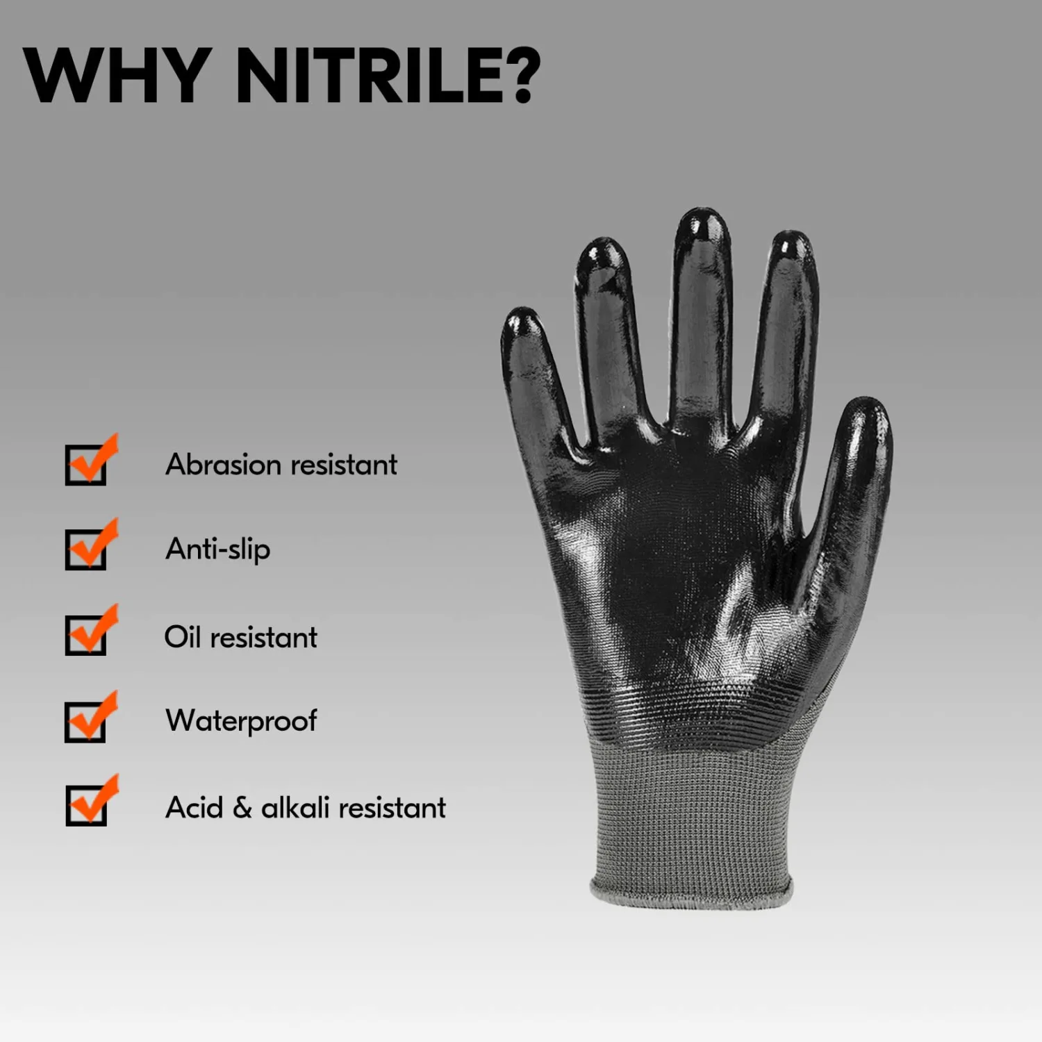 Vgo... 1-Pair Safety Work Gloves, Gardening Gloves, Non-slip Nitrile coating, Dipping Gloves (Size XL, Gray, NT2110)
