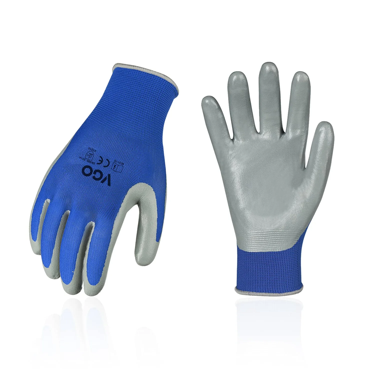 Vgo... 1-Pair Safety Work Gloves, Gardening Gloves, Non-slip Nitrile coating, Dipping Gloves (Size XL, Black, NT2110)