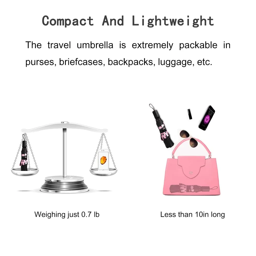 LLanxiry Compact Travel Umbrella,Windproof Waterproof Stick Umbrella Anti-UV Protection Golf Umbrellas