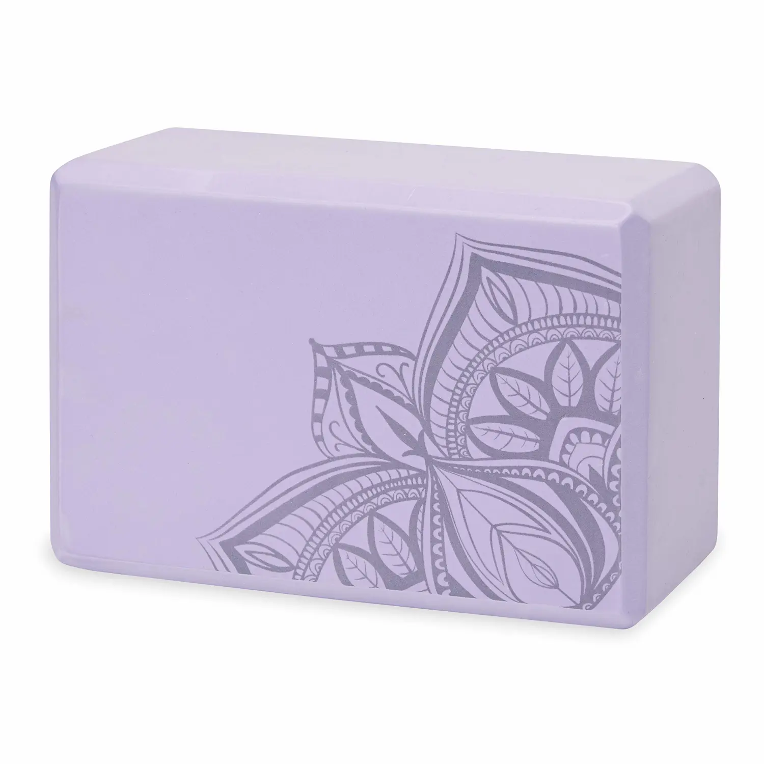Gaiam Yoga Block - Supportive Latex-Free EVA Foam Soft Non-Slip Surface for Yoga, Pilates, Meditation (Lilac Print)