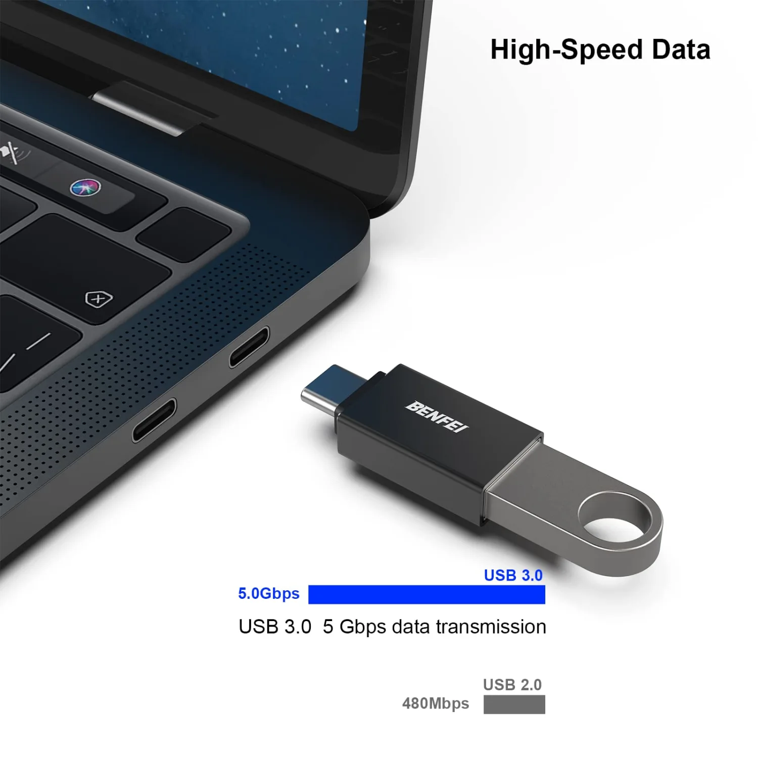 BENFEI USB C to USB 3.0 Adapter, 3 Pack USB C to A Male to Female Adapter Compatible with iPhone 15 Pro/Max, MacBook Pro/Air 2023, iPad Pro, iMac, S23, XPS 17, Surface Book 3 and More - Black